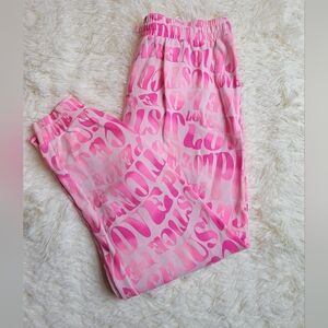Justice Girls Hot Pink Fleece Jogger Pants Sweatpants Sweats XL plus 16p- 18p